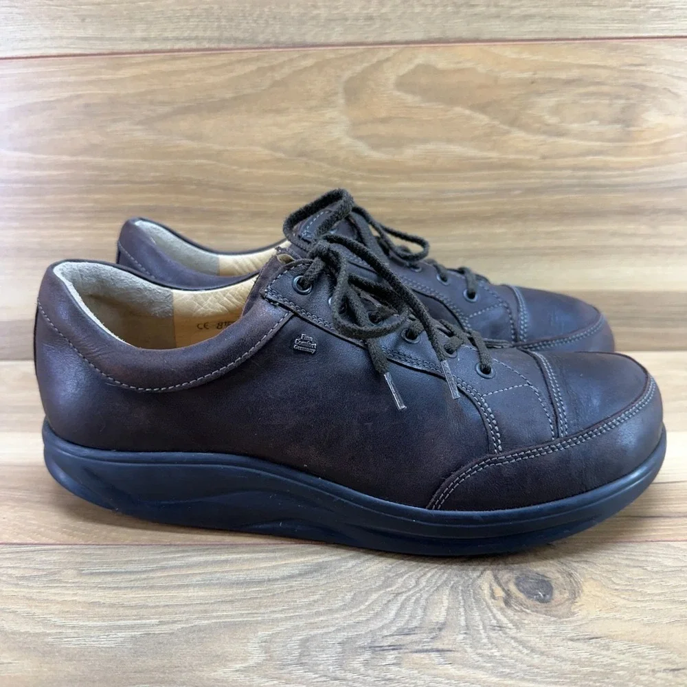 FINN Comfort Huelva Oxford Mens 9 W UK 8.5 Brown Leather Walking Casual Travel